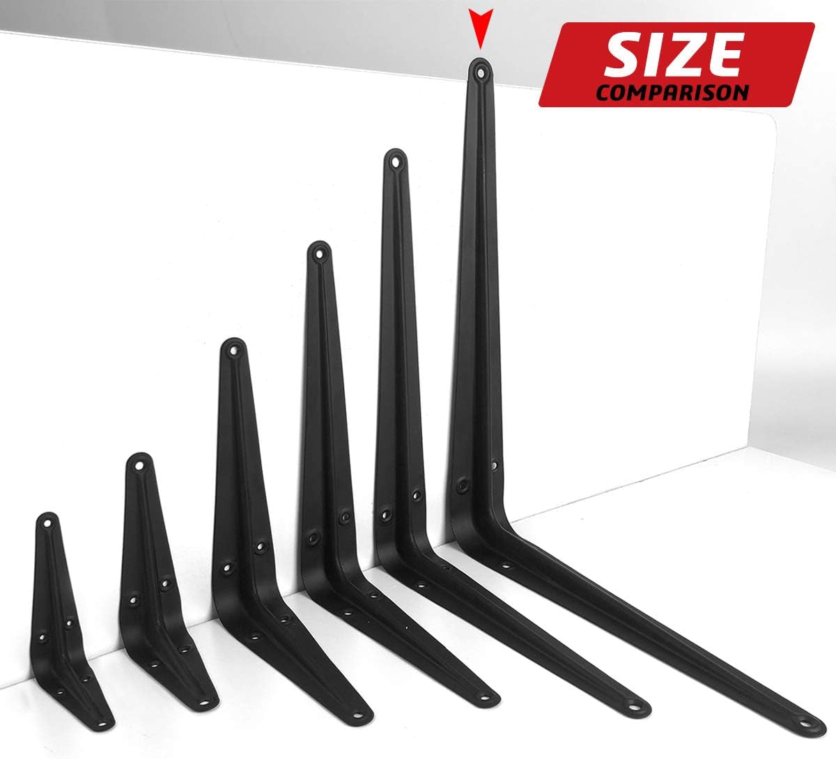 Heavy Duty Shelf Brackets 12 Inch with Screws,20 Pack (Black)