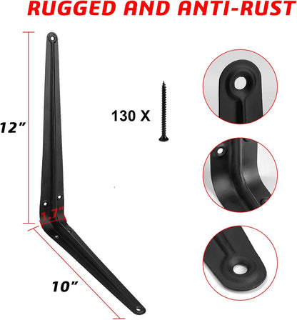 Heavy Duty Shelf Brackets 12 Inch with Screws,20 Pack (Black)